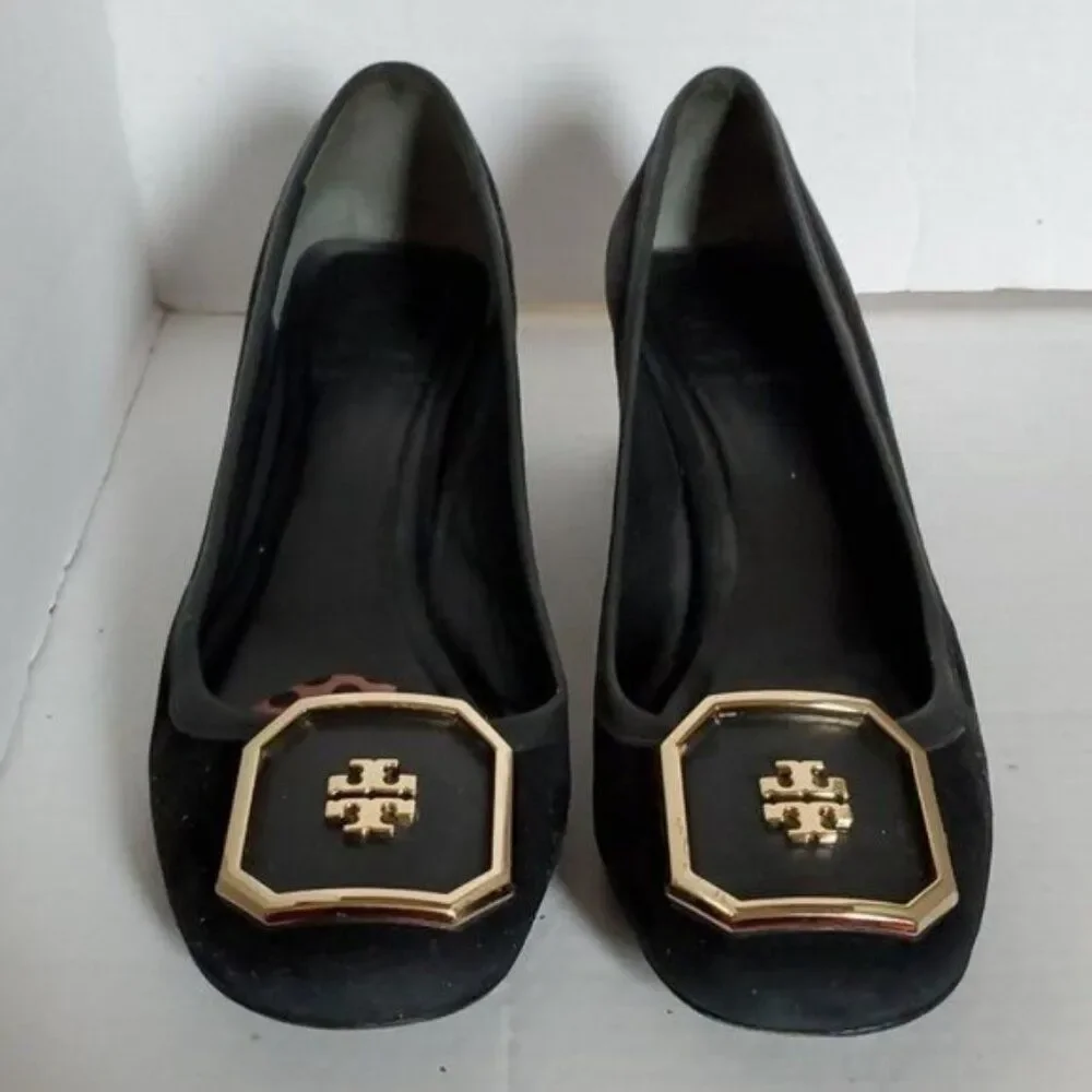 Tory Burch Pumps Heels Black Shoes Julian Suede Leather Women's Woman's Size 9½